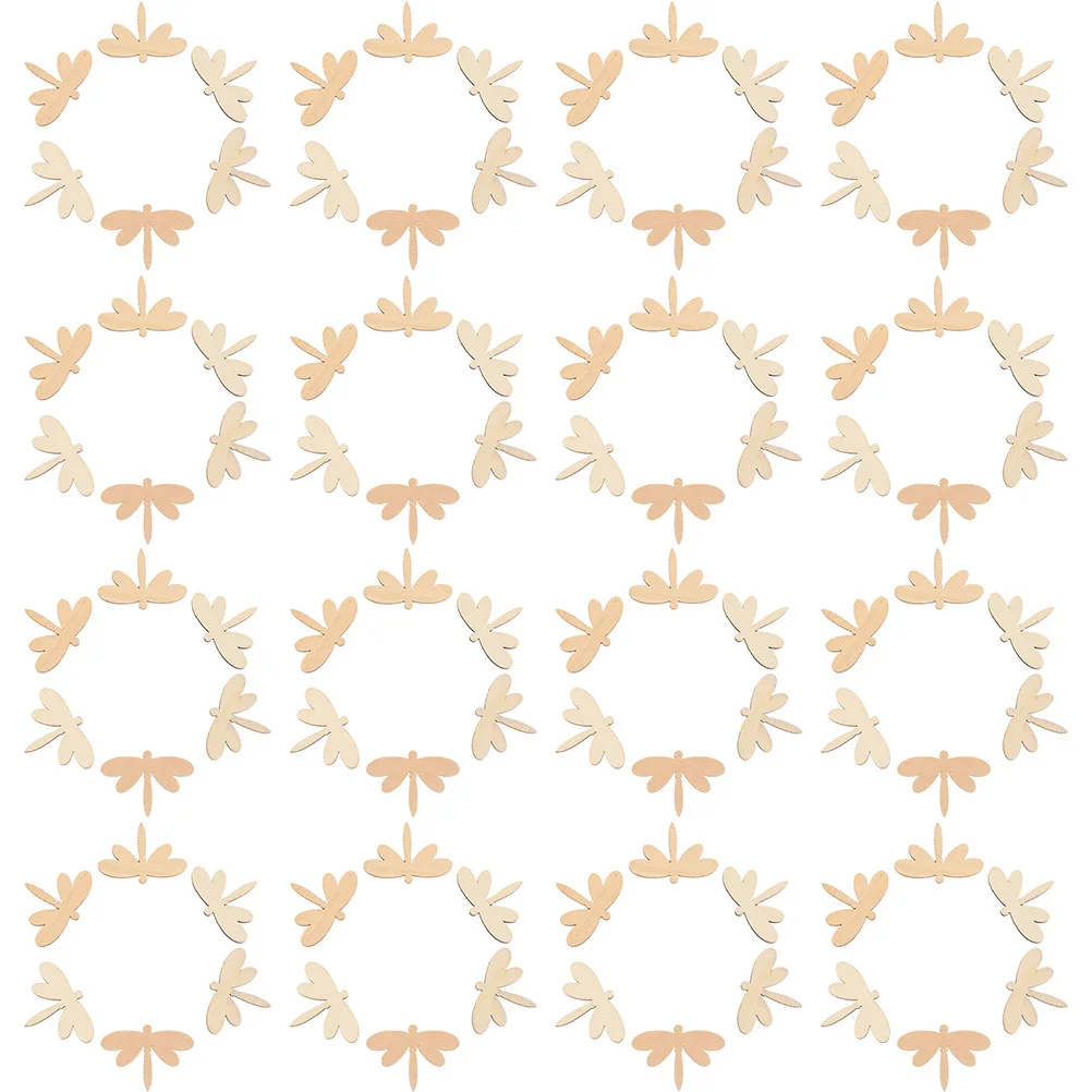 

120Pcs Dragonfly Wood Slices Blank DIY Unfinished Wooden Chips Graffiti Painting Supplies Kindergarten Craft Decoration