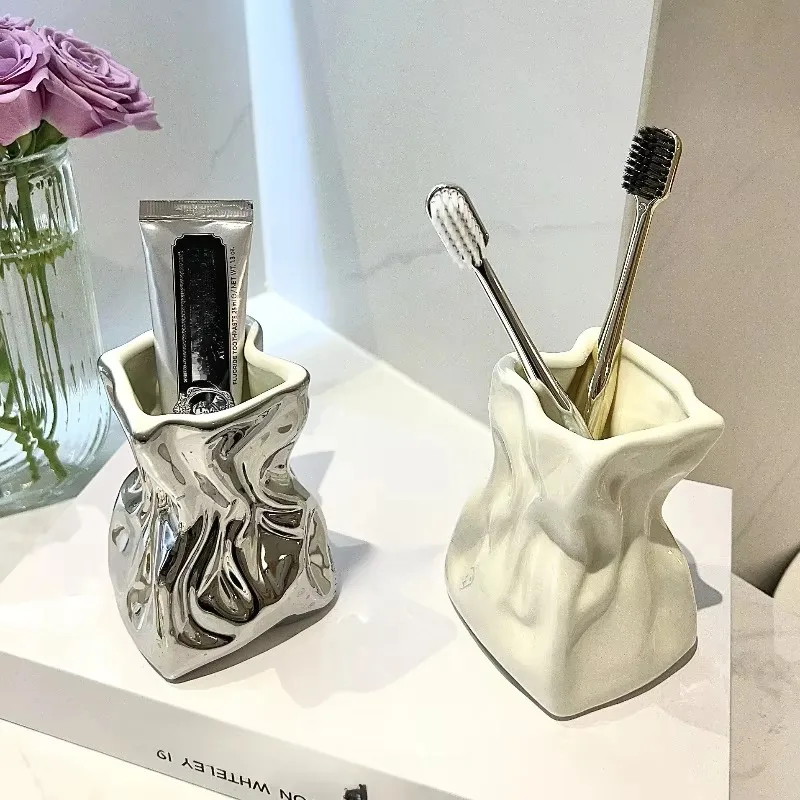 Soporte para cepillo  dientes, tubo  almacenamiento para fregadero de baño, pasta  dientes, peine  maquillaje