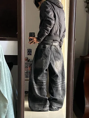 Imagen 2 del producto Pantalones Anchos de Mezclilla Negros con Estampado Extra Grande, Estilo Americano, Moda Nueva, Y2K, Harajuku, Hip Hop, Populares, Casuales, Joker