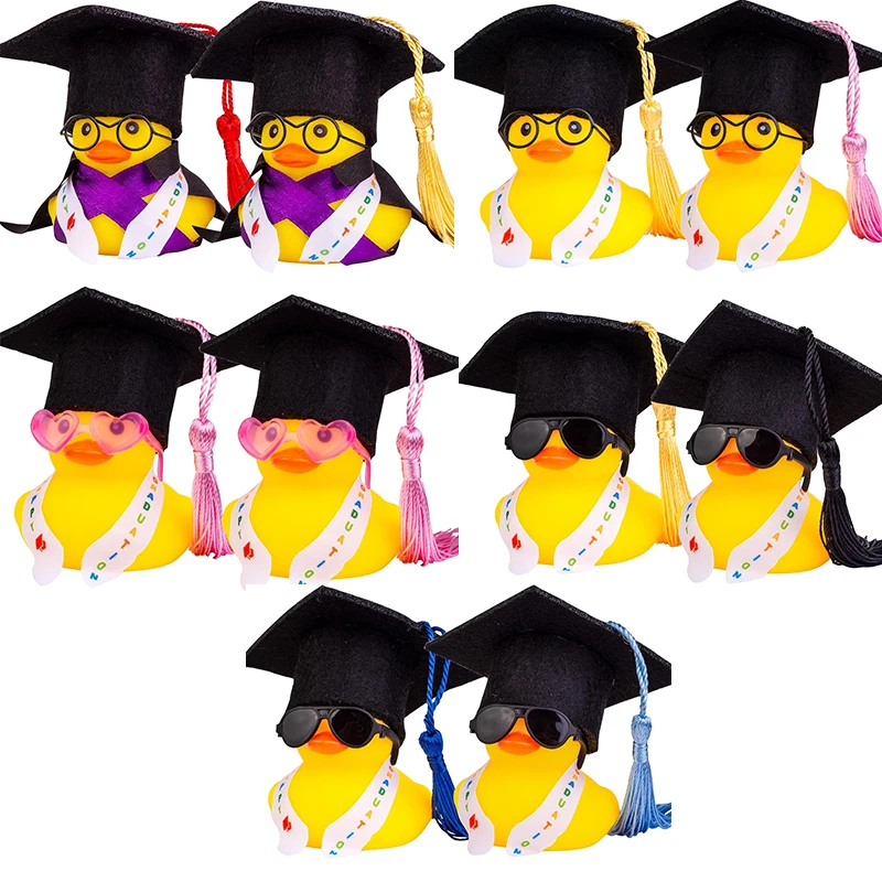 2 Set Graduation Rubber Duck,Car Duck Graduation Gift with Tassels for Kids Student Classroom Party Favors