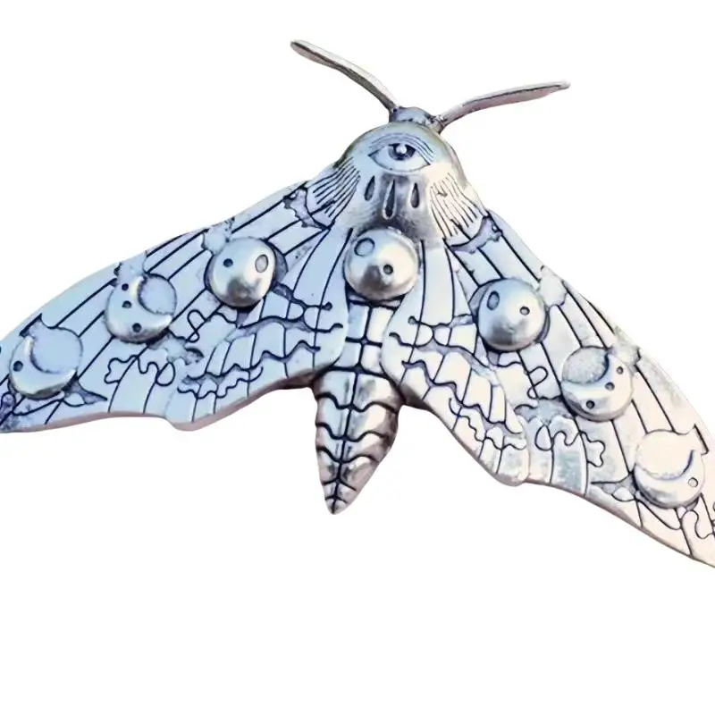 Vintage Moth Pattern Hair Clip Alloy Gothic 3.31×1.89in Lightweight Hair Pin for Halloween Party Daily Use
