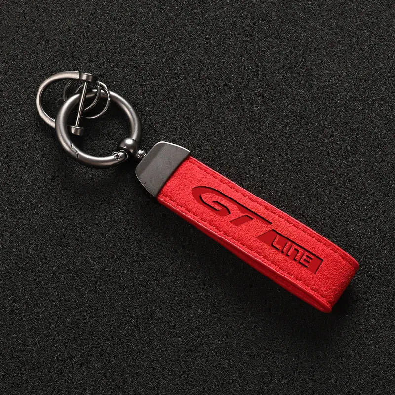 Suede Leather Car Keychain Business Gift with Logo Keyring Accessories For Peugeot gtline GT LINE 508 5008 3008 208 2008 308 Car