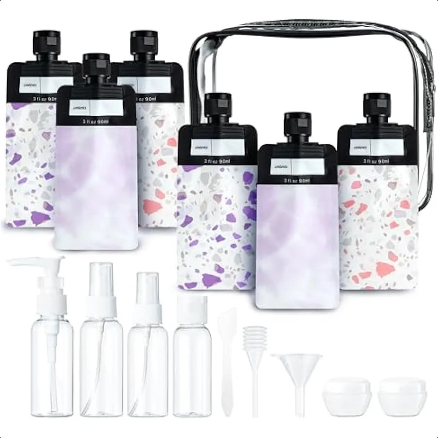 

Y1tvei Travel Bottles for Toiletries 16Pcs Pink Travel Bottles Kit Leakproof Refillable Squeeze Pouches TSA Approved Cosmetic B
