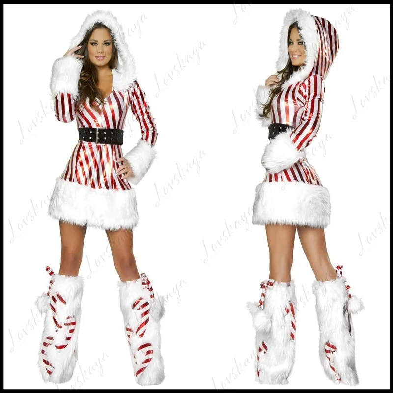 

Рождественская одежда, красные и белые полоски с чехлами для ног, элегантная атмосфера, милая и милая