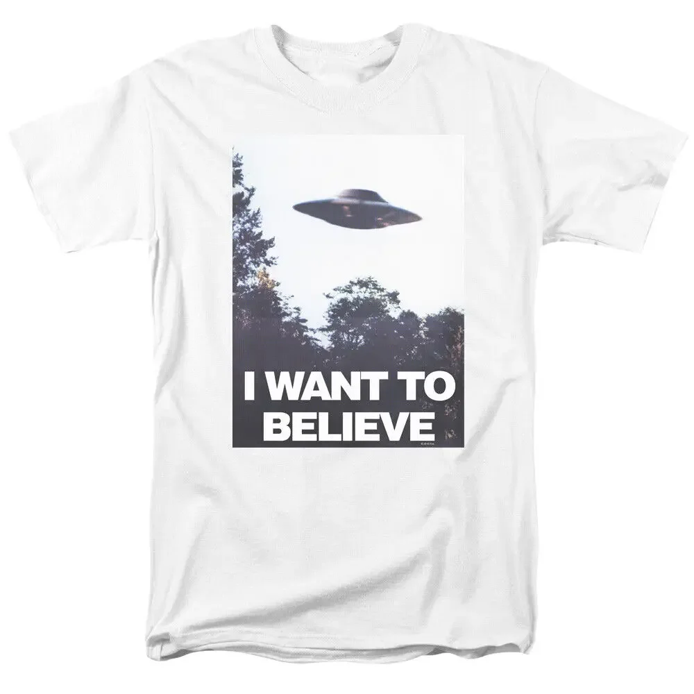

The X Files Believe Poster T Shirt Mens Licensed TV Show Alien UFO Retro White