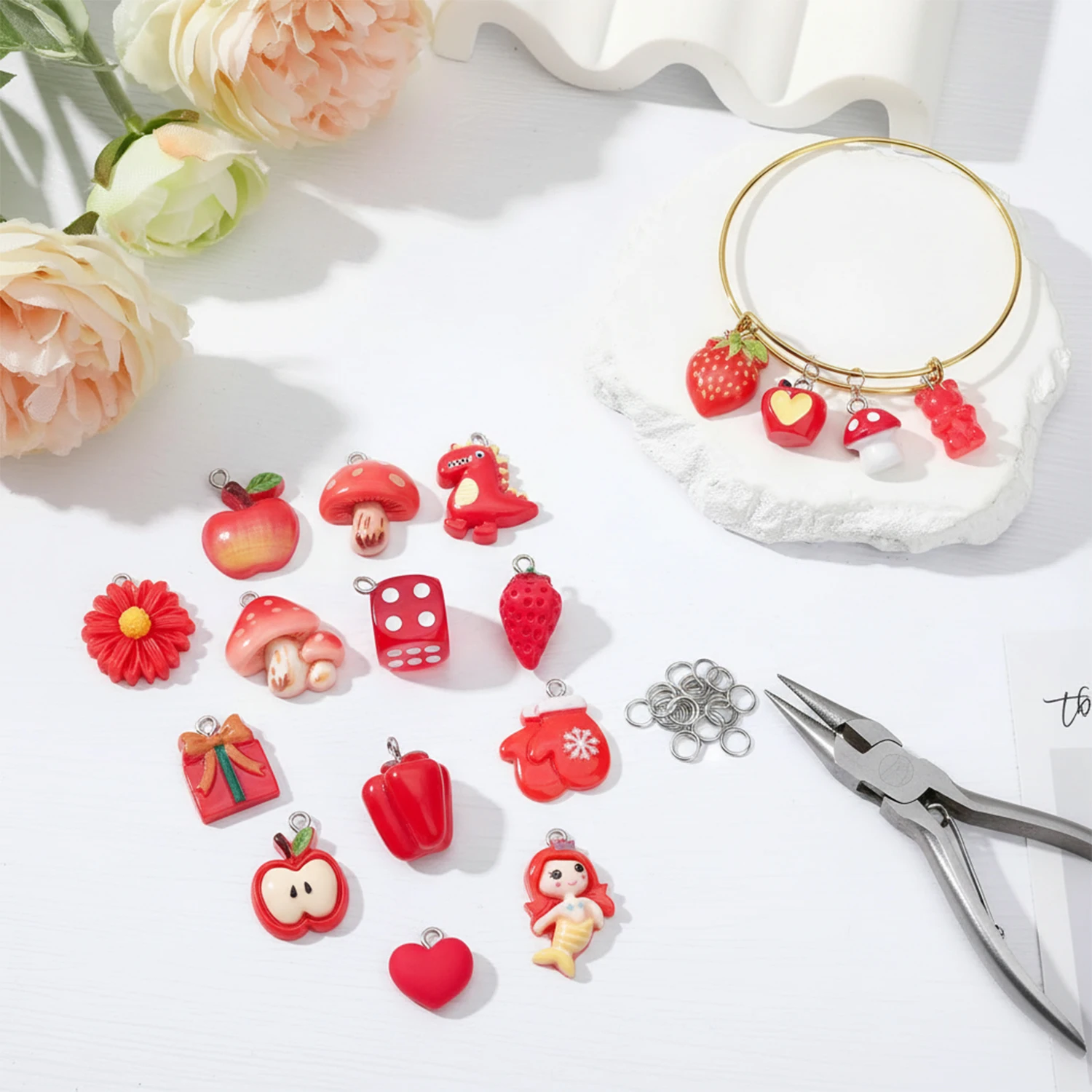 Randomly mix 20pcs of red resin Charms multi-element series Pendants for DIY jewelry making accessories and craft supplies
