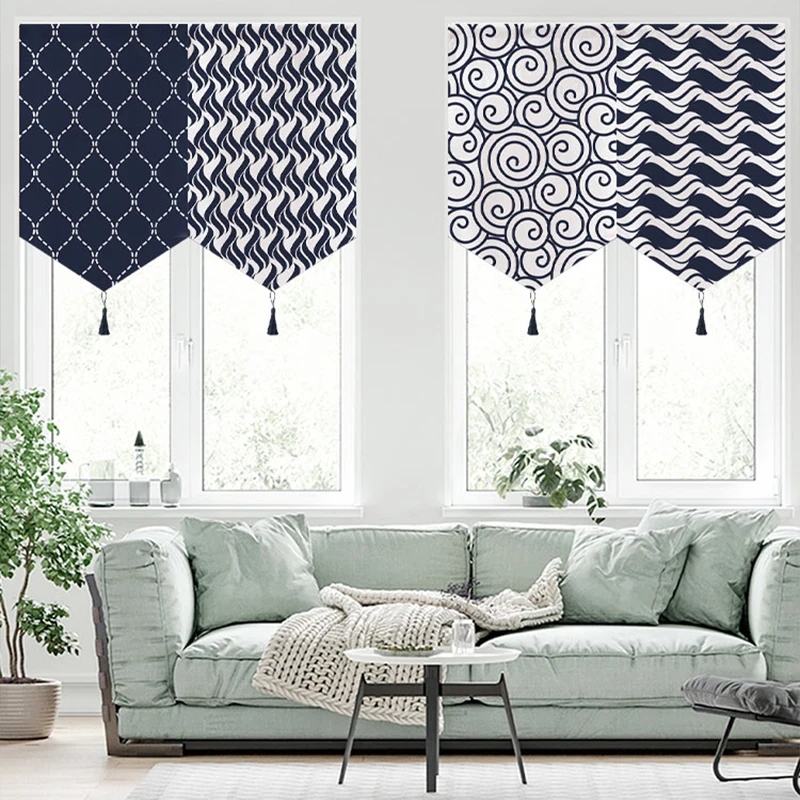 Japanese Style Triangle Flag Kitchen Decor Short Curtains Noren Coffee Shop Restaurant Partition Bedroom Hanging Half Curtain