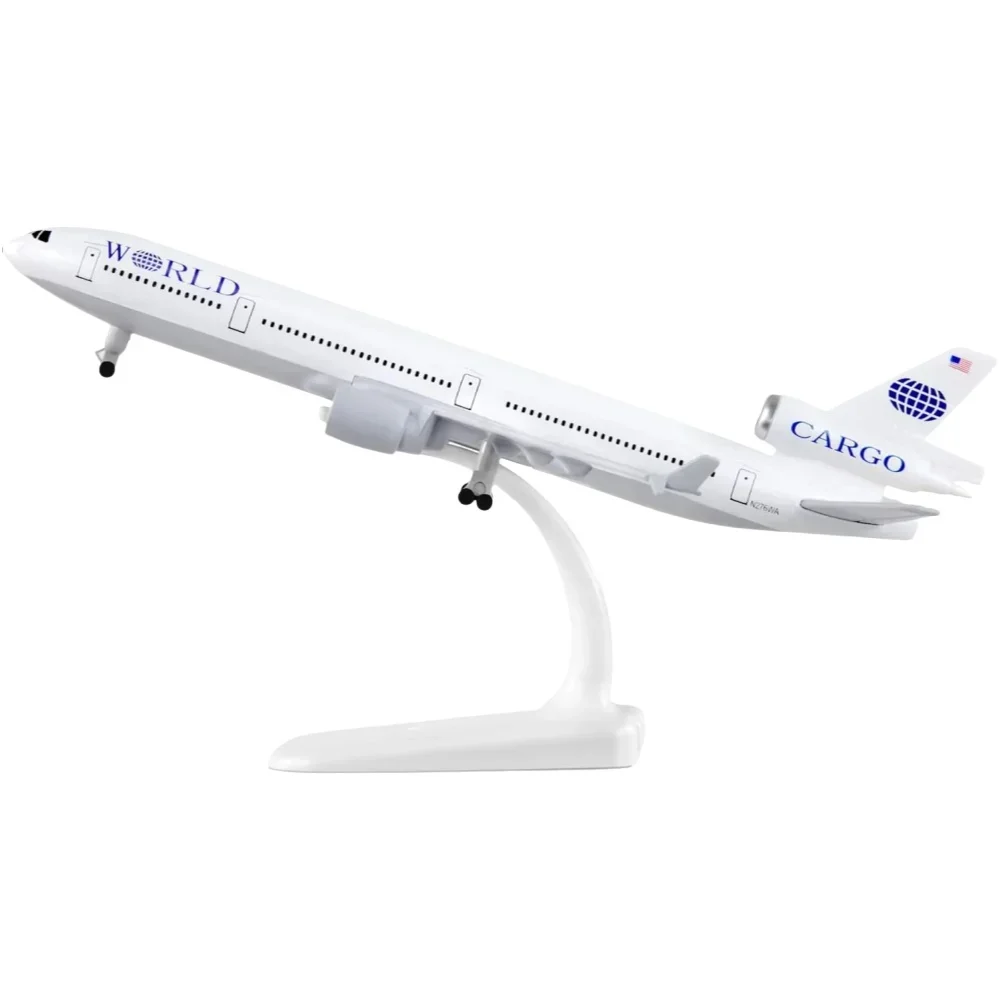 Modèle d'avion américain MD11 en métal moulé sous pression avec support et roues, pour collection d'adultes, cadeau pour collectionneurs d'avions