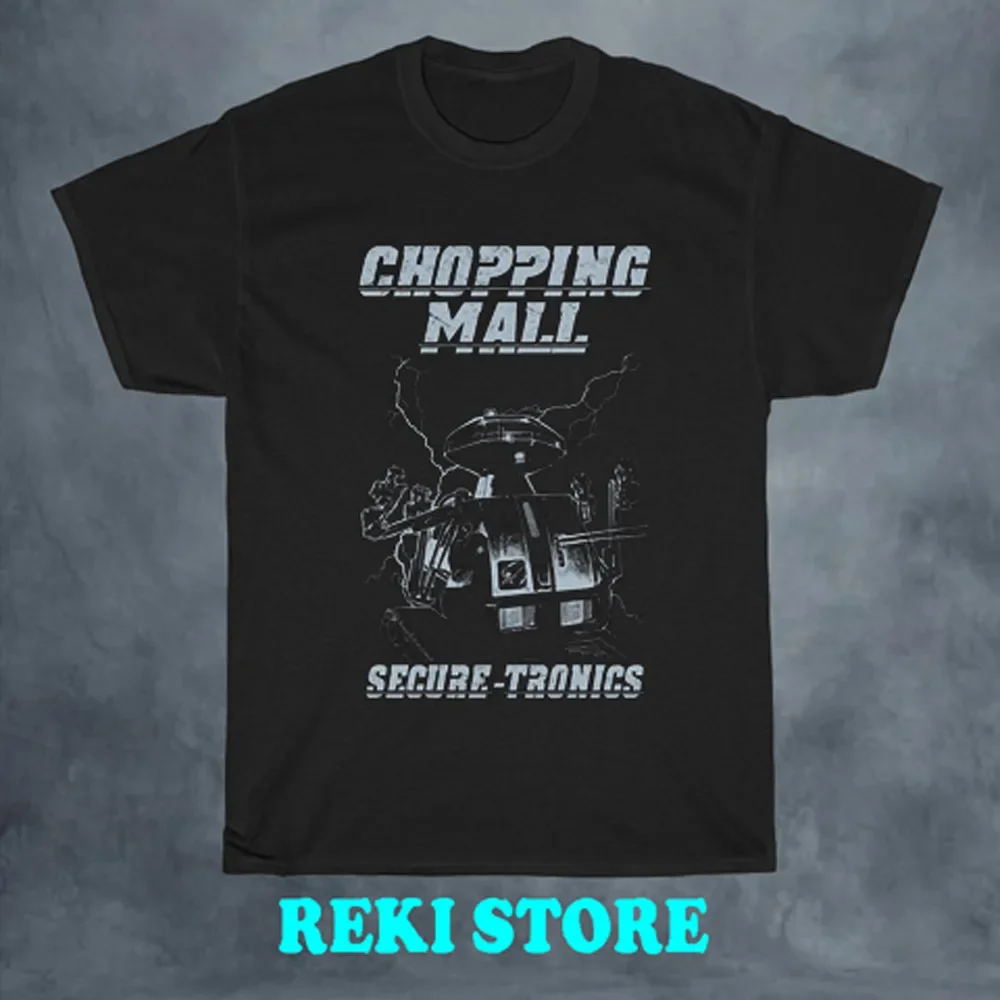 Chopping Mall Secure Tronics Horror Movie Men's Black T-shirt Size S-5XL