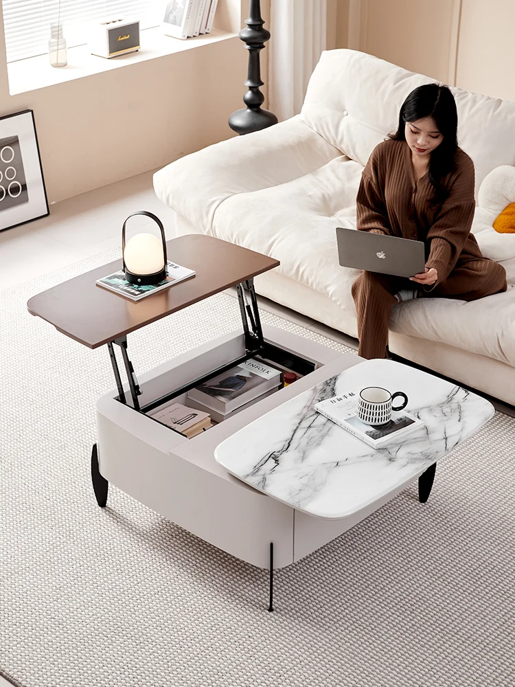 Multifunctional lift coffee table dining table dual-purpose two-in-one small apartment living room household 2024 new coffee tab