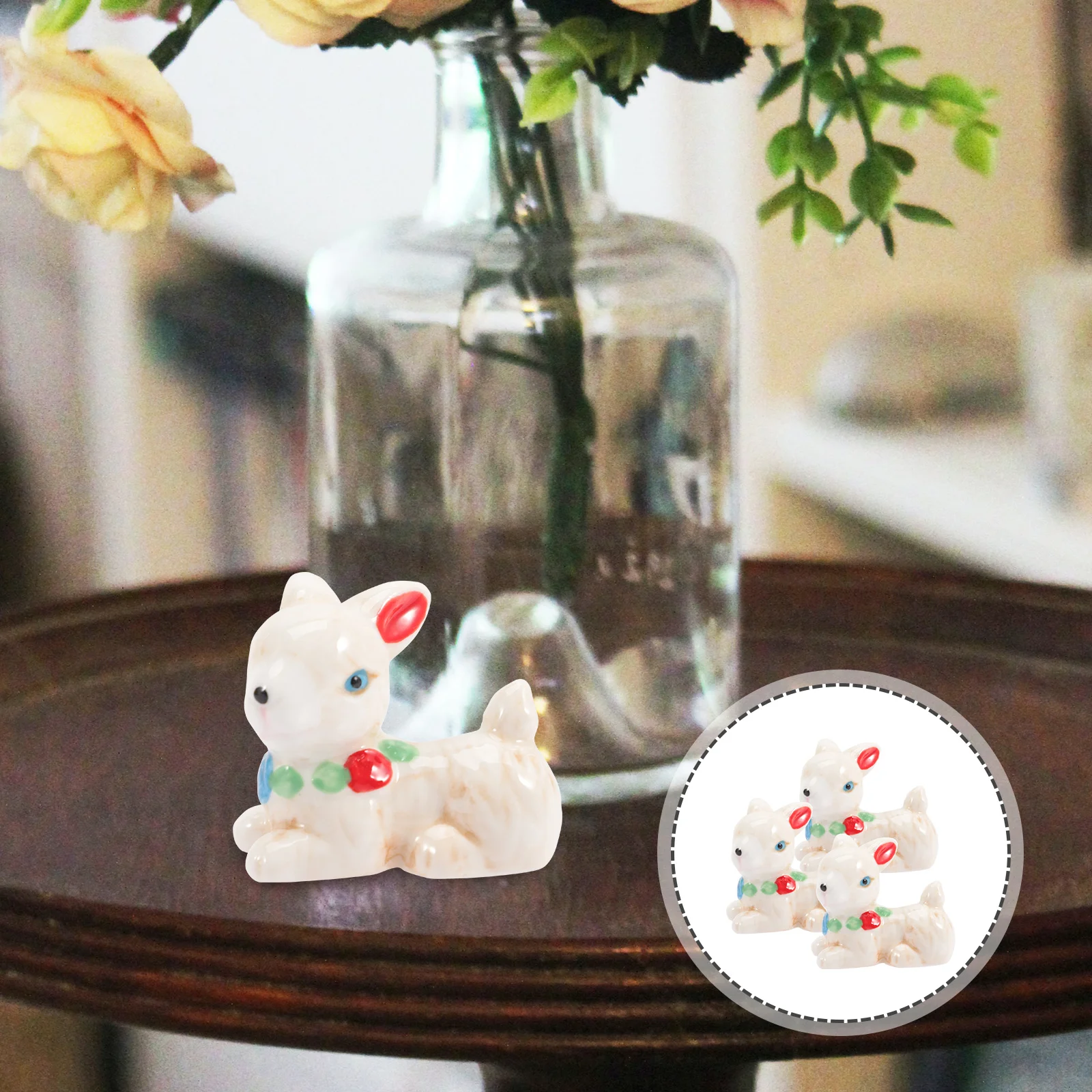 

3Pcs Ceramic Rabbit Sculpture Cute Mini Animal Decoration Desktop Gift for Family Ceramic Sculpture Rabbits Figurines