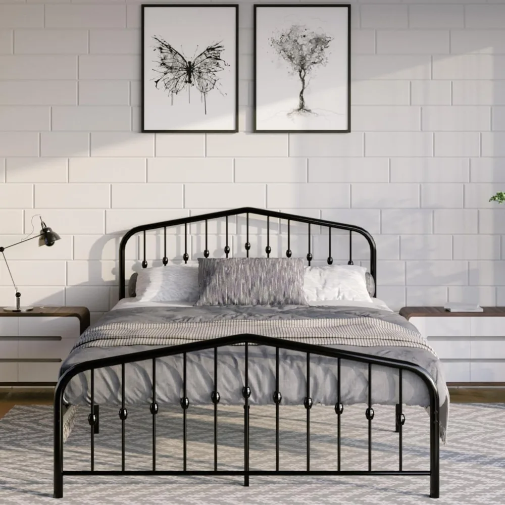 golden gate beds washington metal platform bed frame with antique victorian wrought iron-art headboard and footboard, classic vi