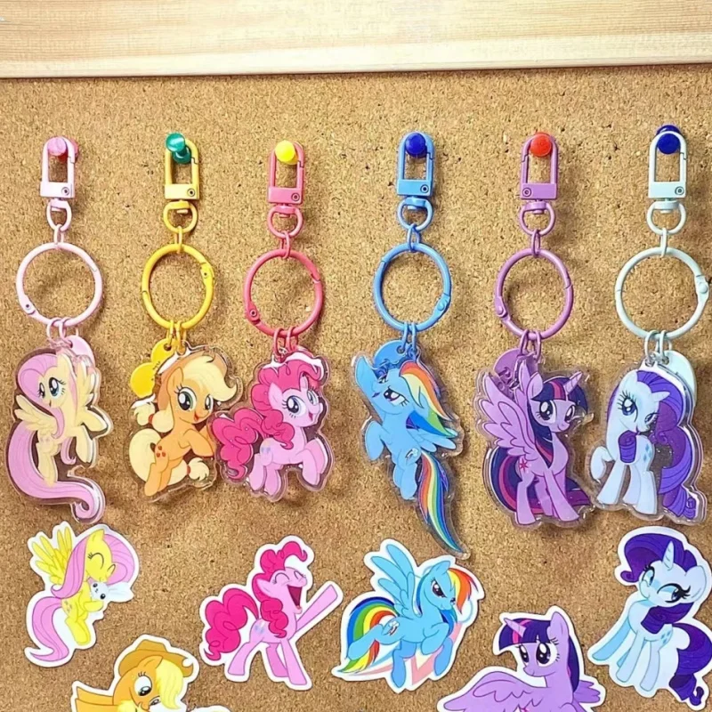 New Little Pony Keychain Cartoon Anime Small Gift Keychain Biqi Rourou Yunbao Ins Cute High Beauty Premium Acrylic Pendant