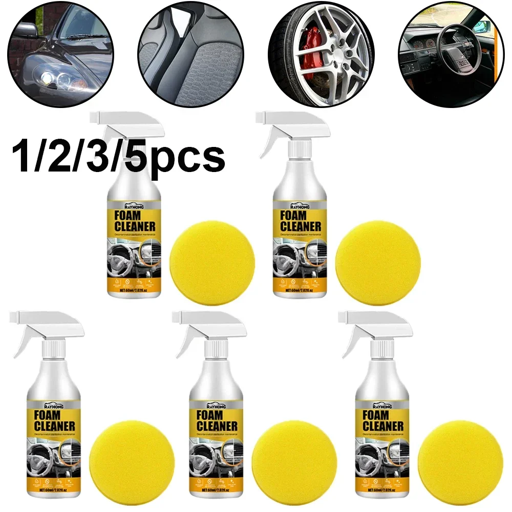 

1-5pcs 60ml Car Maintenance Surface Foam Cleaner Spray Multi-purpose Car Interior Leather Seat Panel Cleaner Home Cleaning Foam