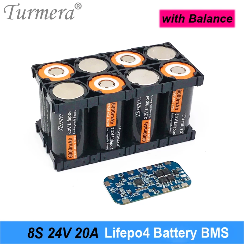 

Turmera 8S 24V 29.2V 20A Lifepo4 Battery BMS Balance Protected Board for 18650 32650 32700 33140 Lithium Iron Phosphate Cell Use