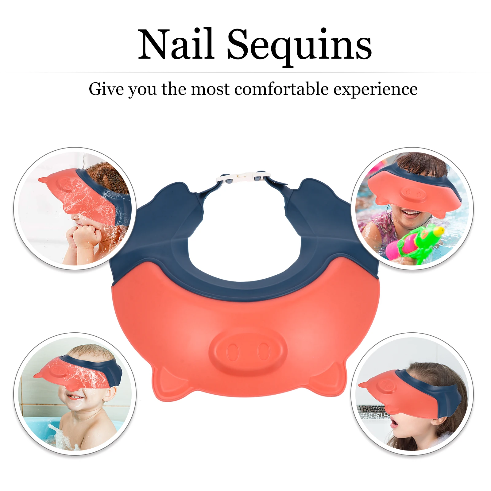 

Baby Shower Cap PP Material Pig Shape Bathing Hat for Hair Washing Newborn Toddler Adjustable Upturned Brim Prevent Water