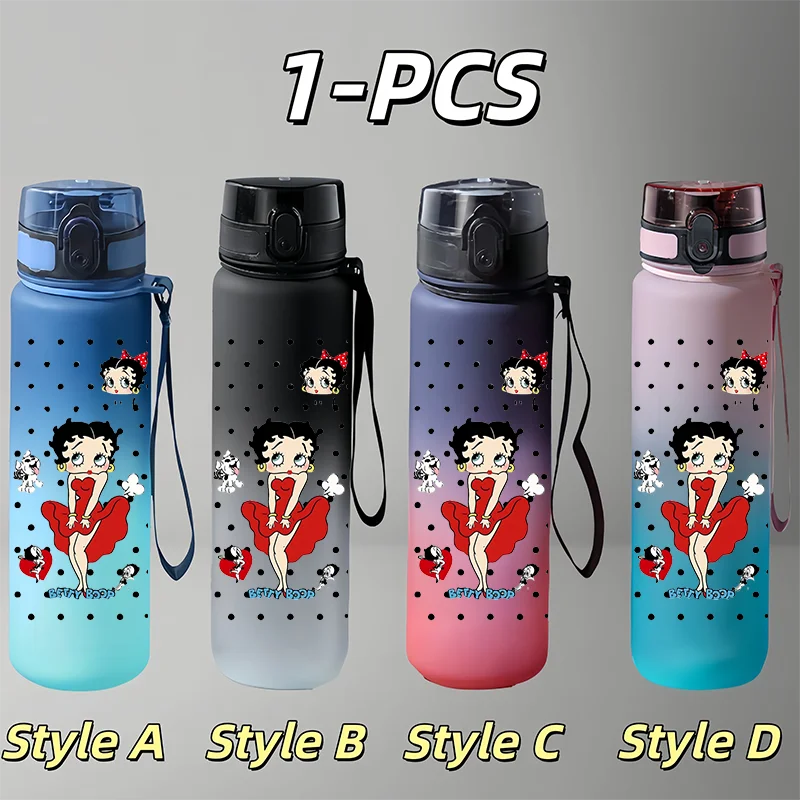 Betty Boop Cartoon 650ml Gradient Sports Water Bottle, Outdoor Portable Cup, Gifts for Vacations and Festivals view 2