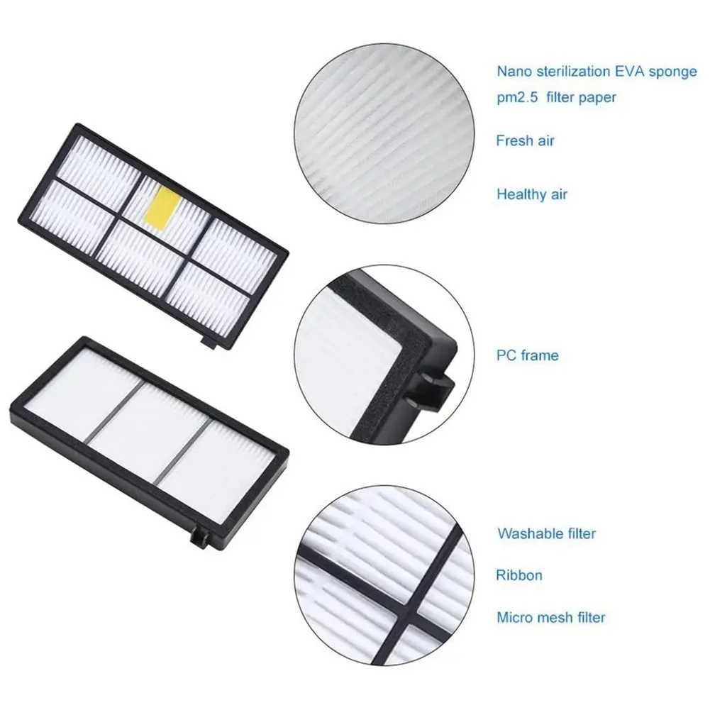 【SOLO HASTA HOY】Filtros HEPA de repuesto y cepillos laterales principales para modelos Irobot Roomba serie 800 900- 805 864 871 891 960 961 964 980