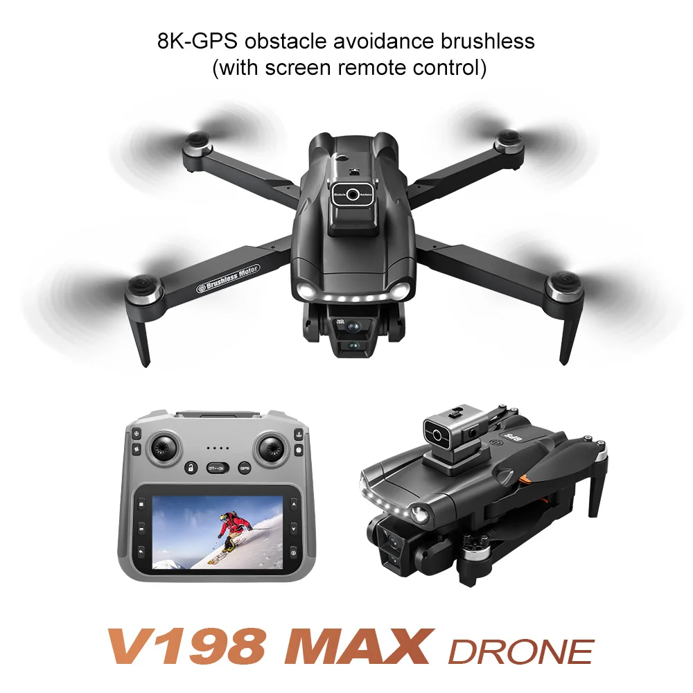 Xiaomi Mijia V198GPS 드론 ESC 8K 전문 HD 카메라 브러시리스 장애물 회피 공중 광학 접이식 쿼드 콥터 미니 장난감