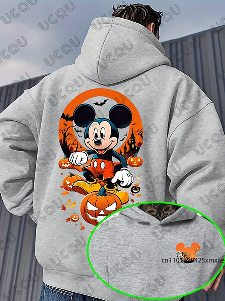 هالوين ديزني ميكي ماوس طباعة الرجال القطن هوديس الخريف الشتاء طويلة الأكمام البلوز عارضة المتضخم للجنسين قمم #3