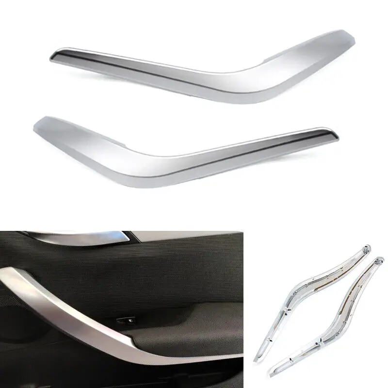 2Pcs Chrome Silver Interior Inner Door Panel Pull Handle Replace For BMW X1 E84