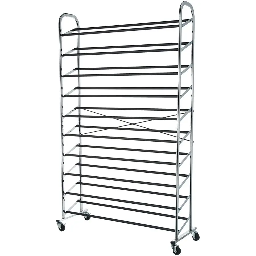 

50Pair Shoe Rack Organizer, Chrome, 35.8 x 14.6 x 59.5 inches