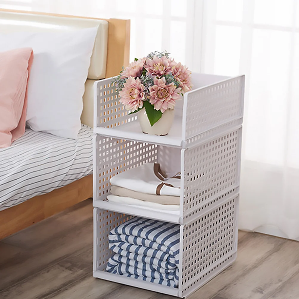 

Stackable Storage Basket Wardrobe Clothes Organizer Large Capacity Laundry Hamper for Home Bathroom Hotel Bedroom Tidy Storage