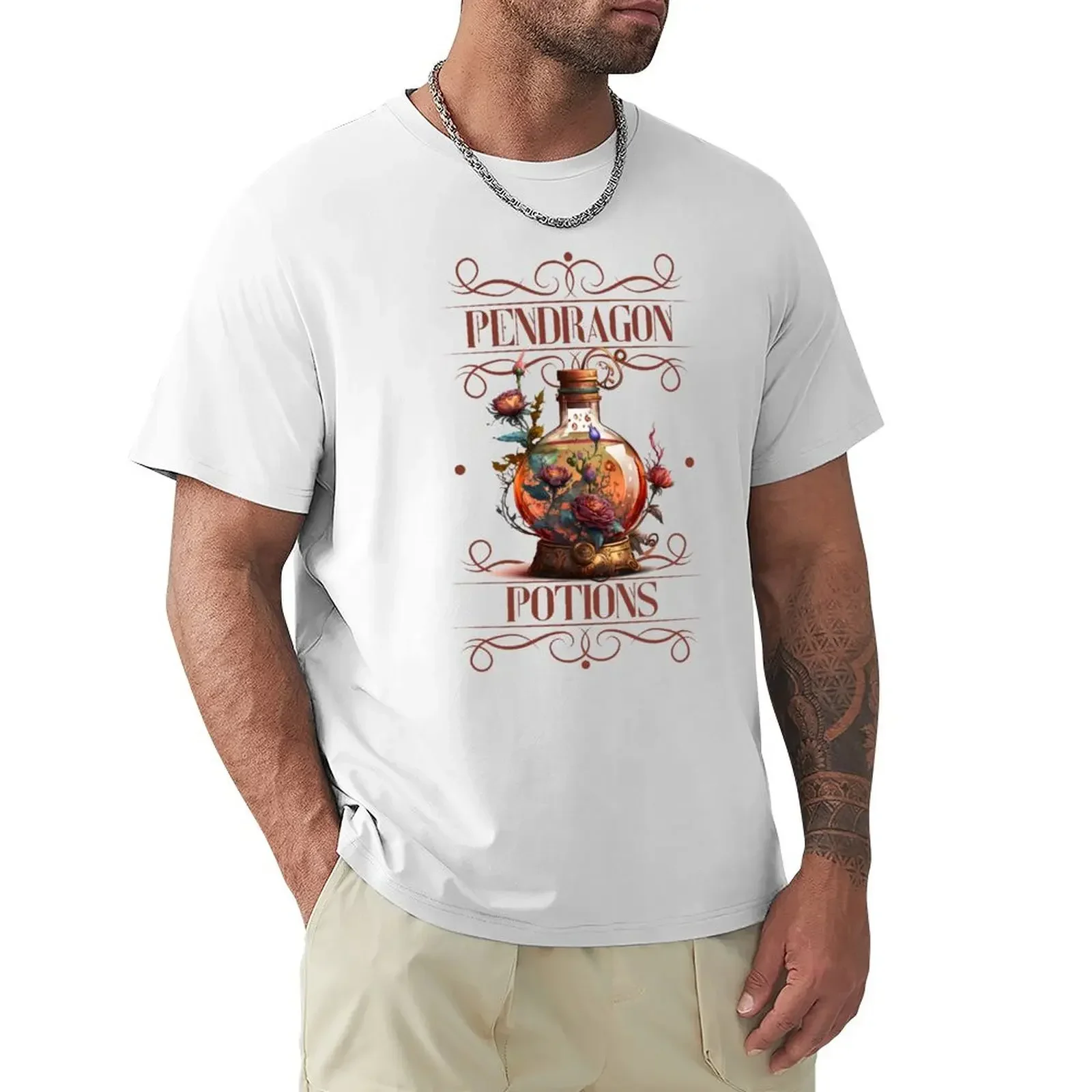 Pendragon Potions T-shirt quick drying oversized men clothings