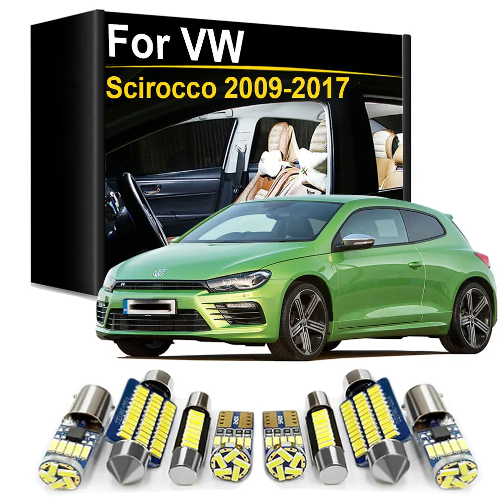 

10Pcs For VW Volkswagen Scirocco R 2009 2010 2011 - 2013 2014 2015 2016 2017 LED Interior Light Trunk Courtesy Bulb Kit Canbus