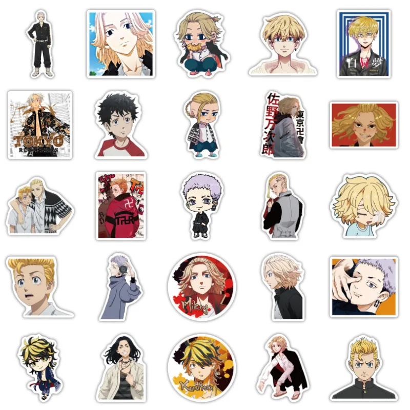 10/30/50 Uds estilo caliente clásico Anime Tokyo Avengers Graffiti impermeable regalo de fiesta de cumpleaños monopatín maleta de viaje teléfono