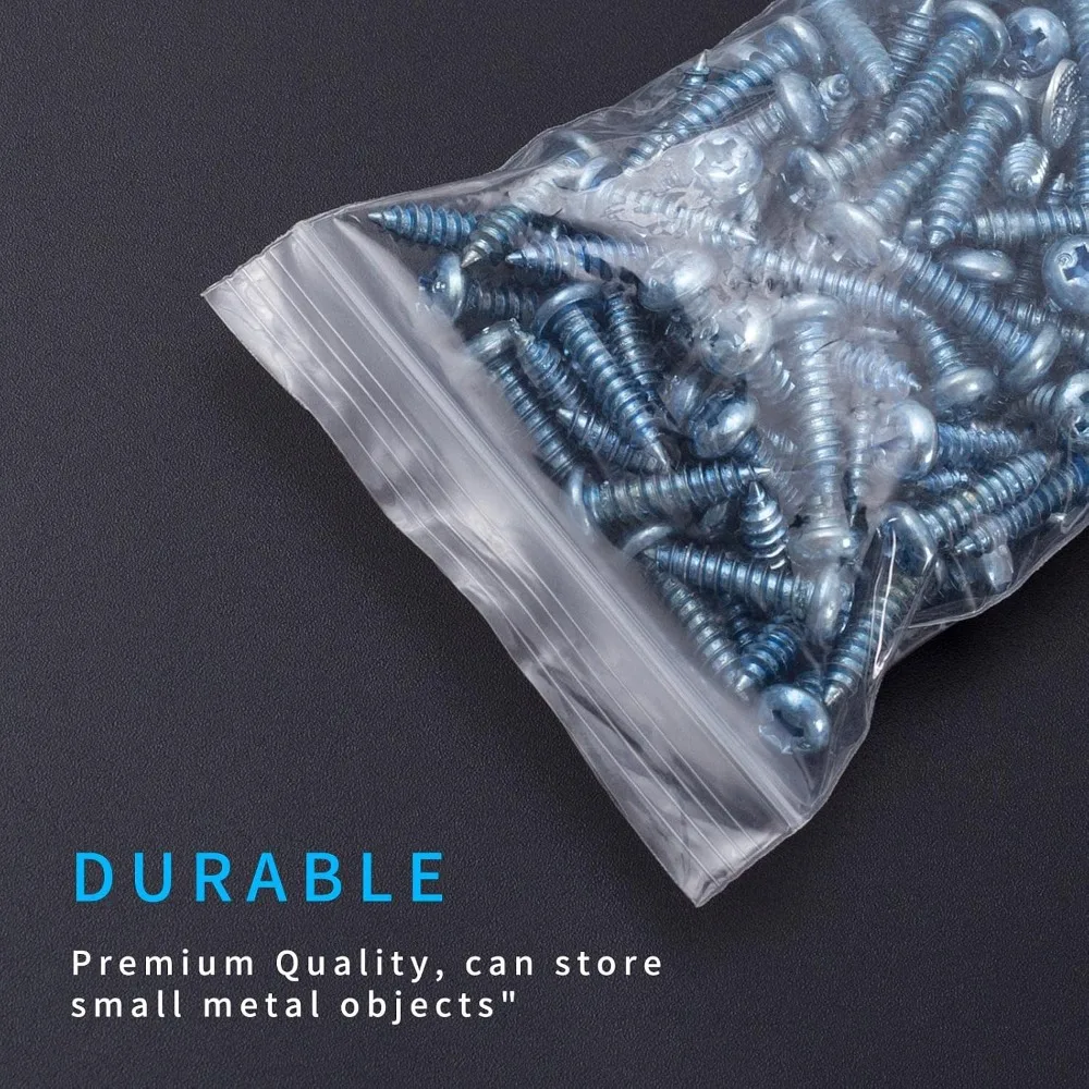 Small Resealable Plastic Bags 300 PCS Clear Reclosable Poly Bags for Jewelry Pills Beads Screws Packaging 3 Sizes Mini Baggies view 5