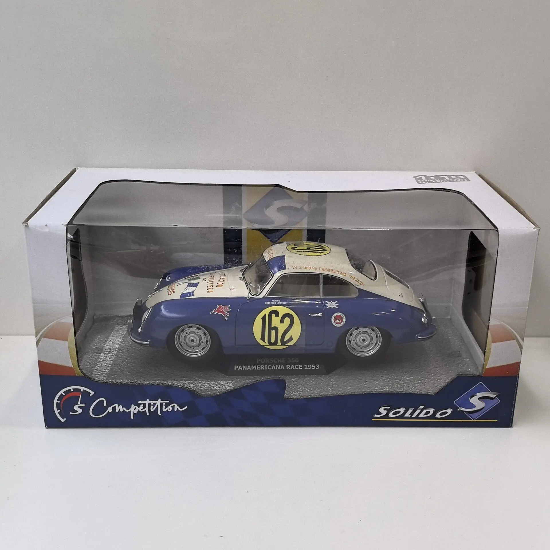 

Diecast SOLIDO 1/18 Scale PORSCHE 356 1953 #162 F6 Alloy Car Model