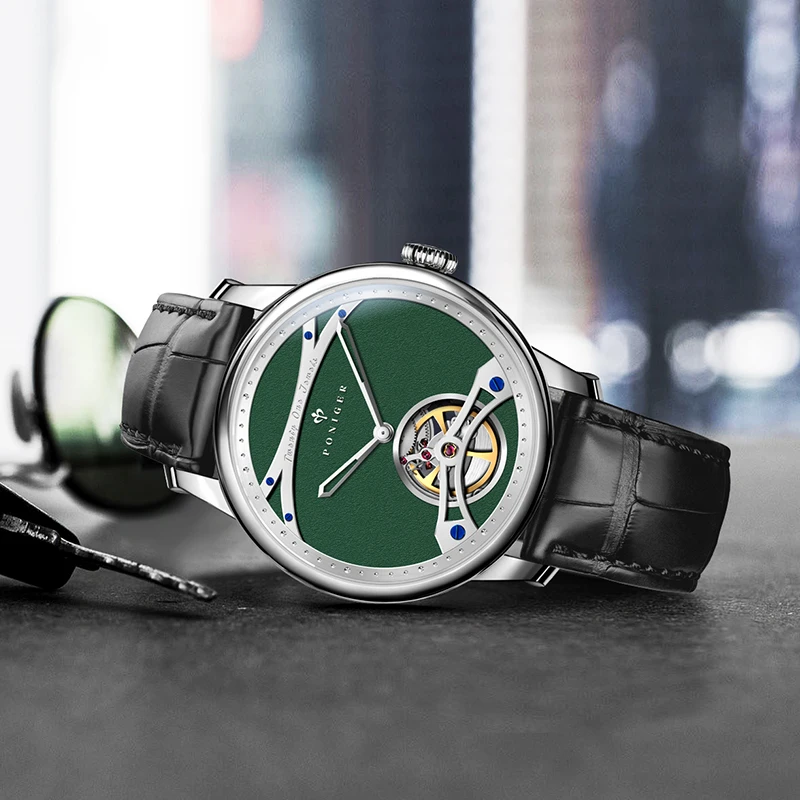 PONIGER Top Brand Design Movimento automatico Orologi meccanici da uomo Orologio da uomo impermeabile multifunzione in acciaio inossidabile di moda