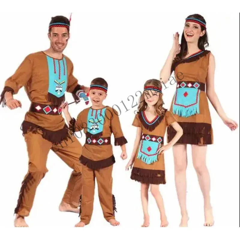 Hot Selling Kids Role-Playing Fancy Adult Fashion Halloween Cosplay Indians Carnival Party Hunter Parent Child Clothing CMM221