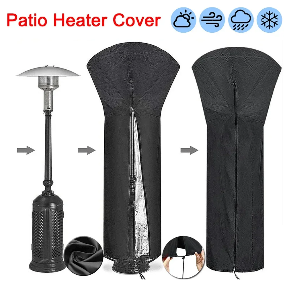 210D Oxford Cloth Waterproof Air Heater Cover Fan Heater Cover Black Umbrella Garden Patio Furniture Protector