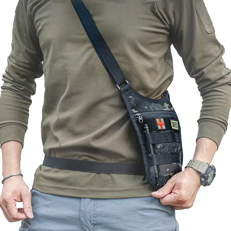 Bolsa de ombro tática, bolsa de agente nas axilas, bolsa de cintura escondida masculina, pacote anti-roubo de chave de telefone de viagem ao ar livre molle, bolso de ferramentas edc
