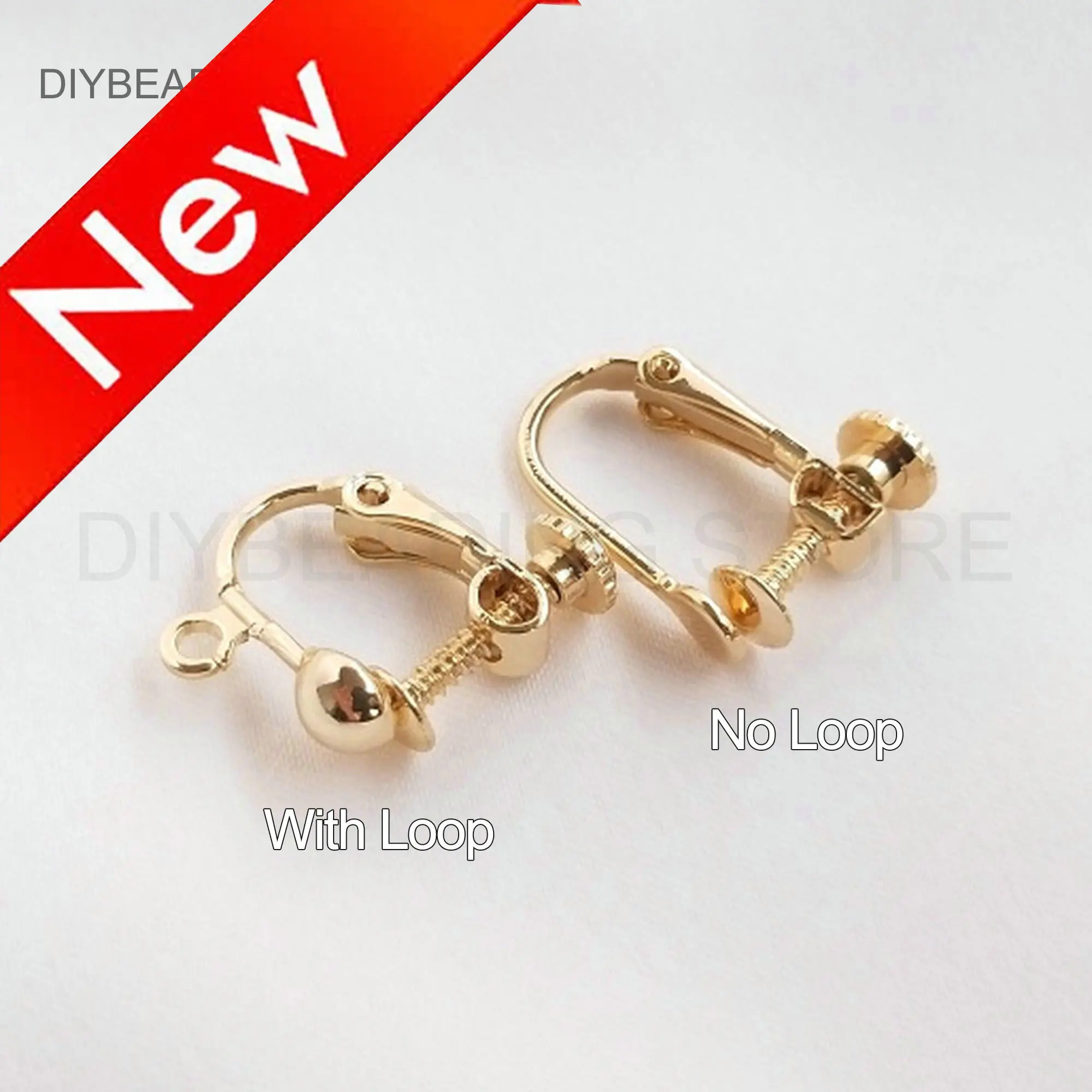 

Non Pierced Earrings for Women 14K Real Gold Plated Brass Clip on Earring Converter Lever Back Screw Earwire Finding (No/W Loop)