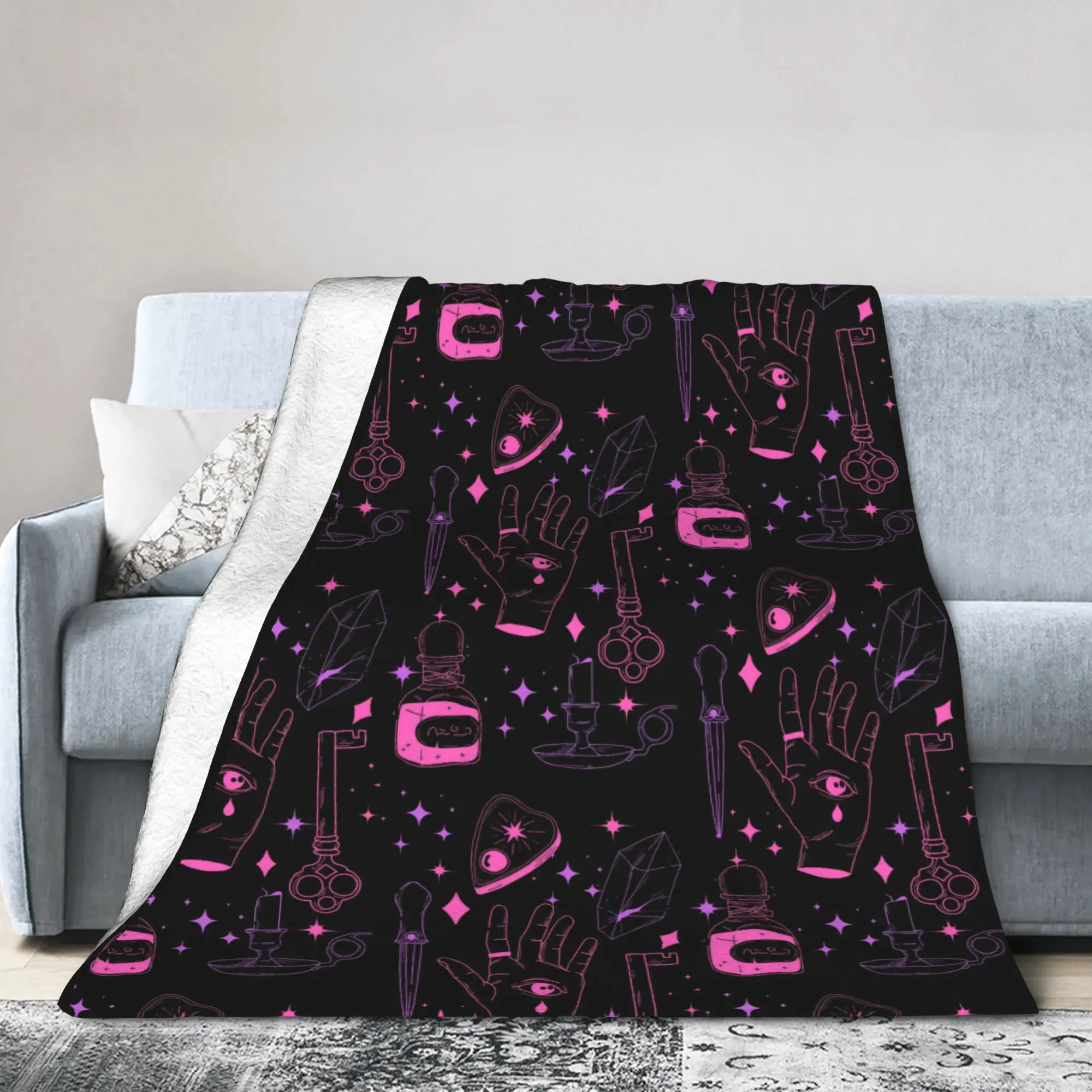 Halloween Gothic Blankets Victorian Goth Flannel Throw Blankets Bed Sofa Portable Ultra-Soft Warm Bedspread