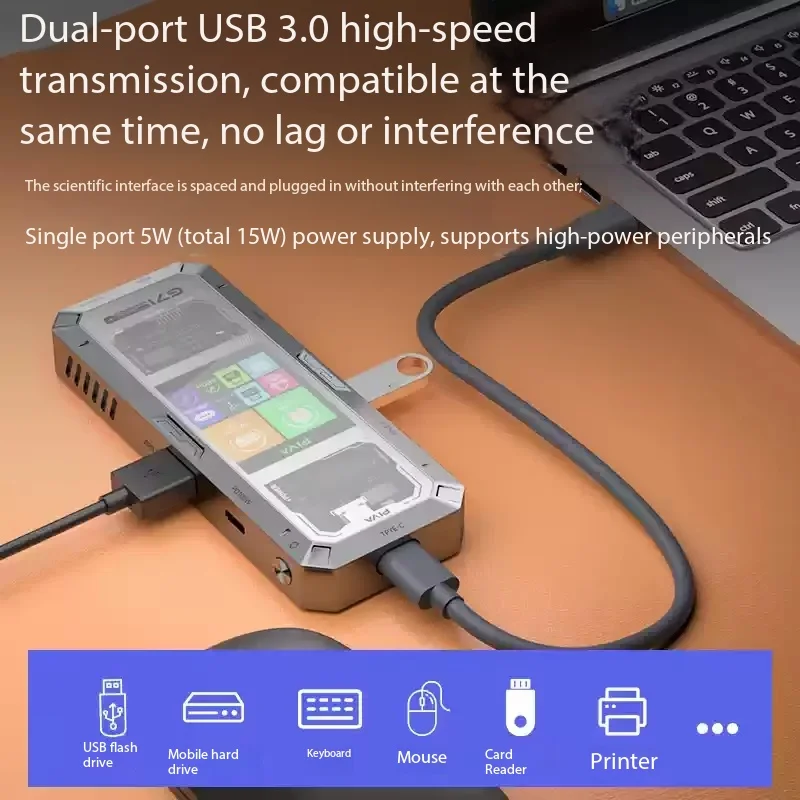 G71 Smart type-c docking station with screen HDMI Gigabit Ethernet 4K60Hz high-speed splitter