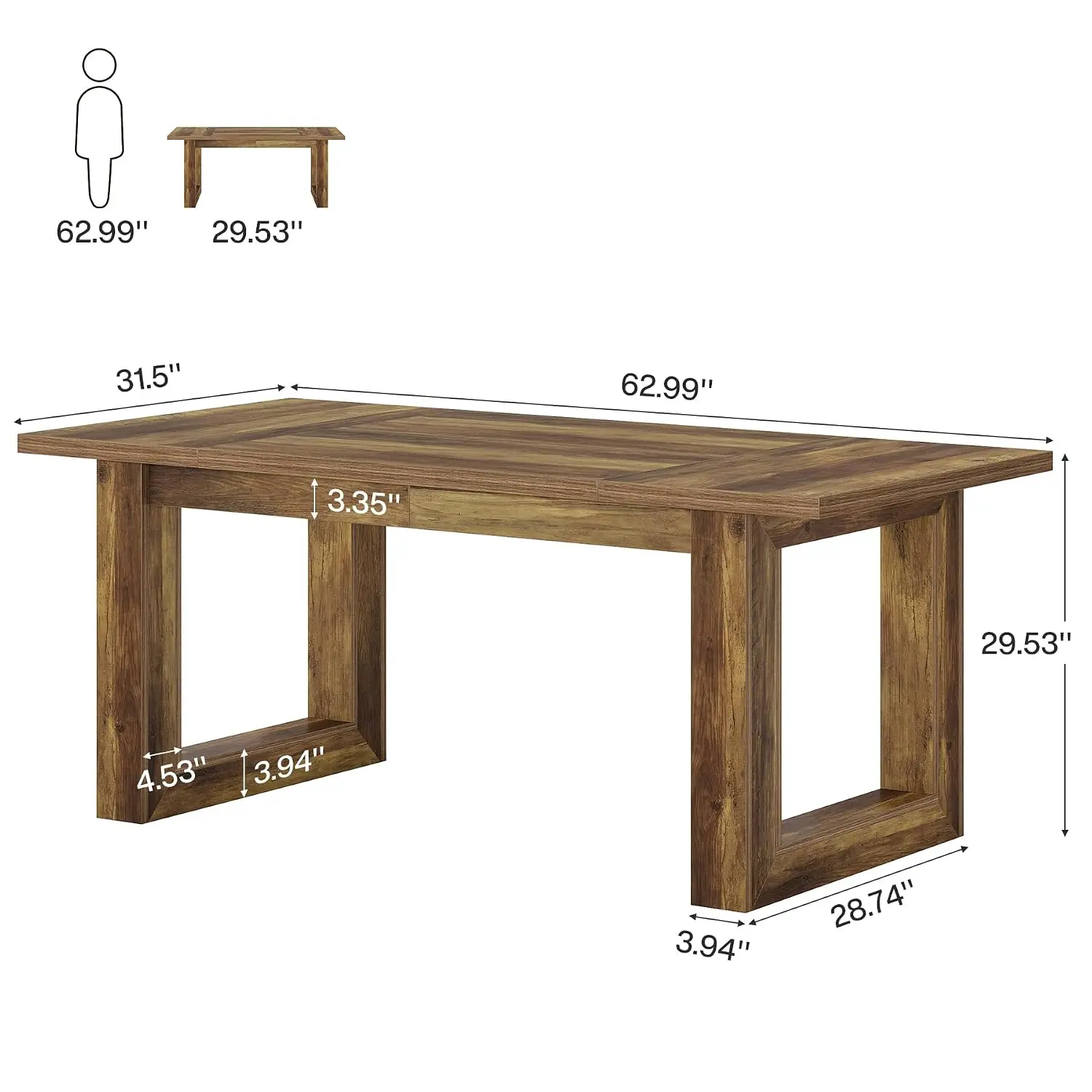 Large Executive Desk Rectangular Wooden Computer Work Table Home Office Studio Modern Rustic 63 Inch Easy Assembly, Customized