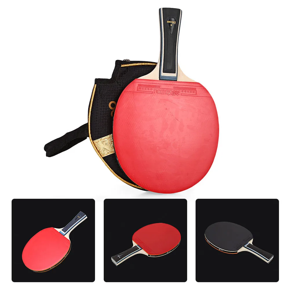 1x Professional Tennis Table Racket Long Handle 7 Ply Wood Pong Paddle Double Face RubberPong Racket Paddle Long Handl