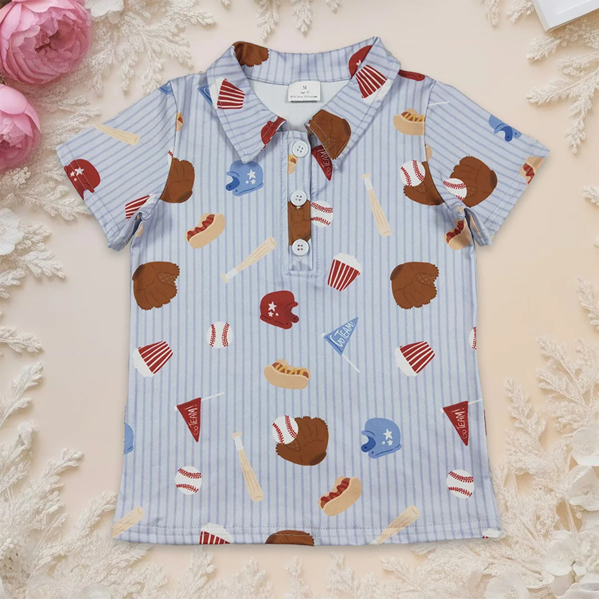 

Baby Boy Short Sleeve Stripe Baseball Shirts Button Top Kids Clothes Pullover T-shirt Children Infant Toddler Cardigan Wholesale