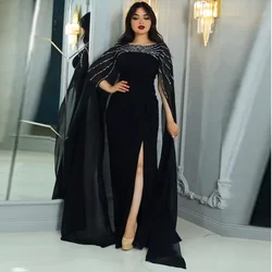 ROSELLA Exquisite Elegant O-neck Long Sleeves Floor Length Black Zipper Up Women Formal Evening Dress Party Prom Gown New 2023