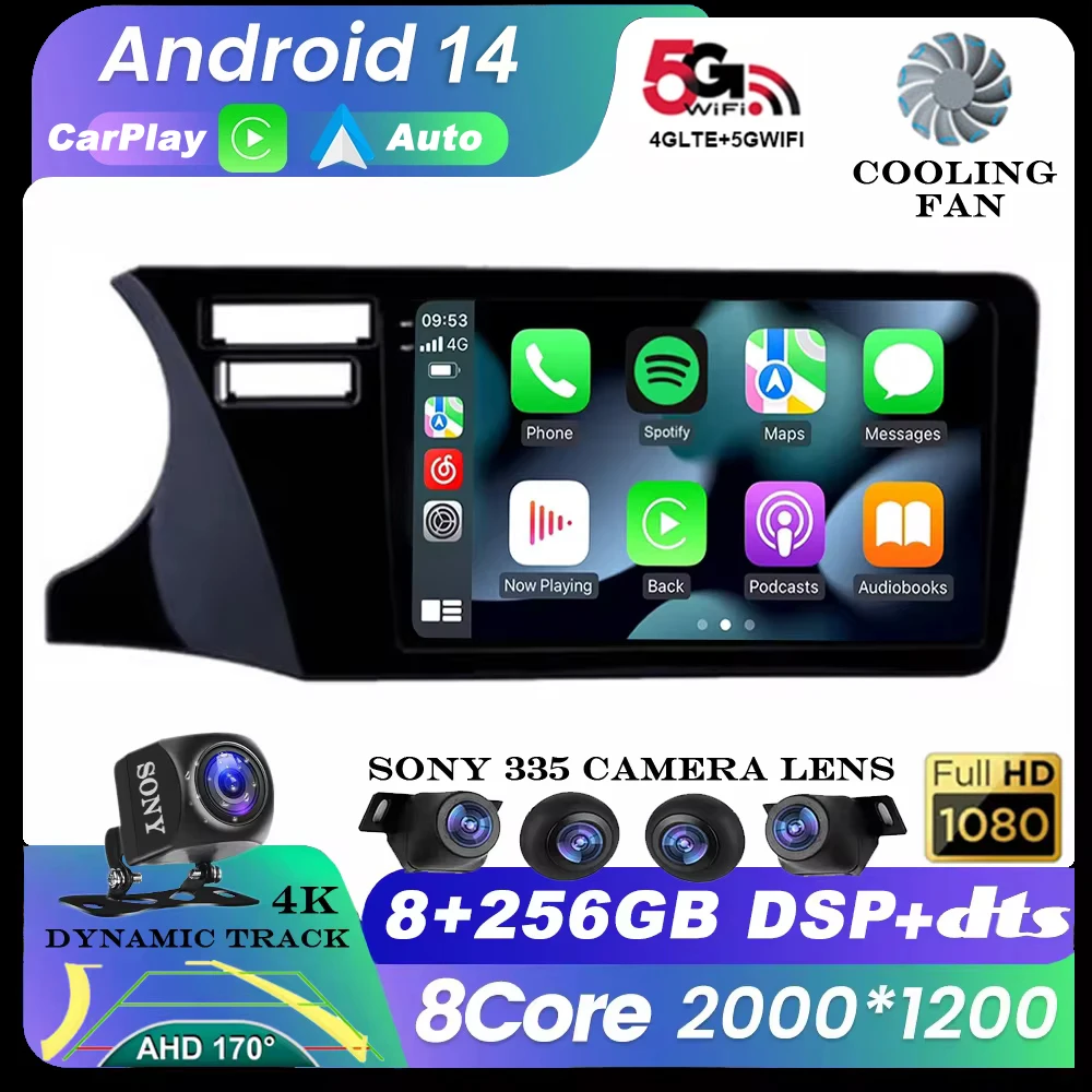 

Android 14 Car Radio For Honda City 2014 2015 2016 2017 Multimedia Stereo Video Player Auto 4G WIFI GPS Navigation Carplay QLED