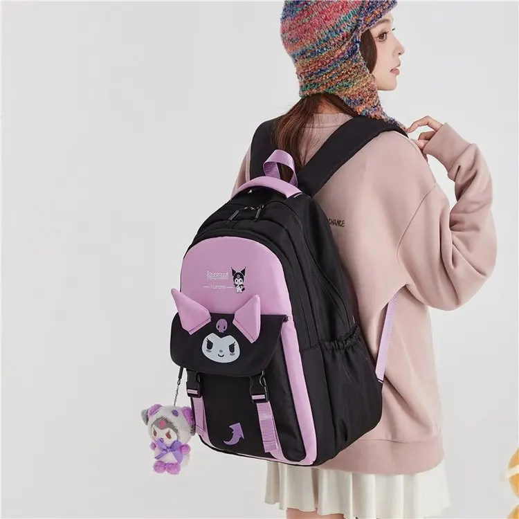 Tas ransel indah Kuromi Melody gadis tas sekolah untuk Remaja kuliah tas sekolah wanita ransel tas siswa tinggi