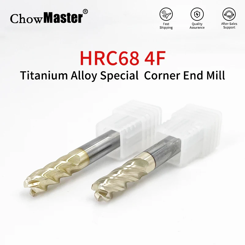 ChowMaster HRC68 4 Flute Corner Radius Carbide End Mill AlCrN Nano Coated for Titanium Alloy Stainless Steel CNC Milling Cutter
