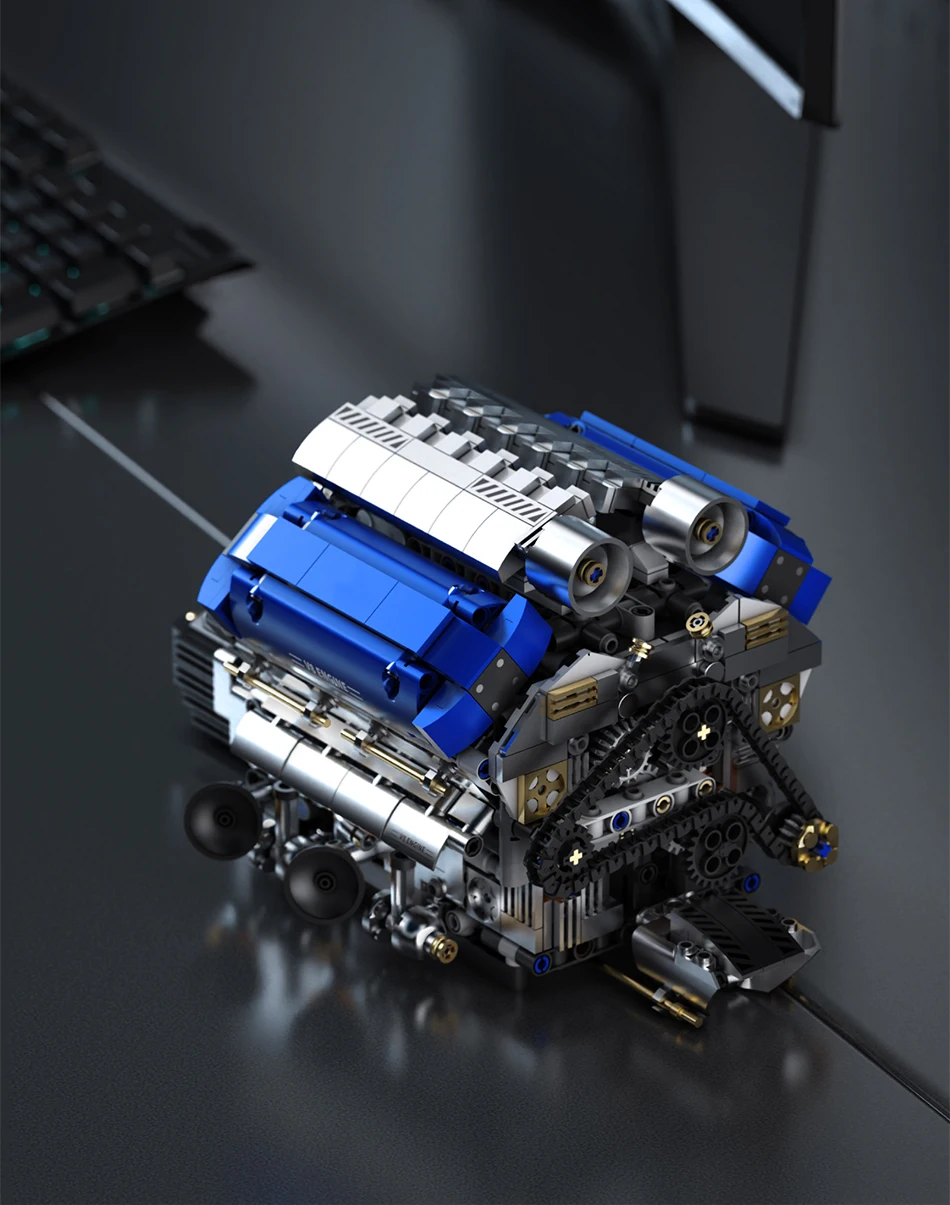 Technical V8 Electrice Driven Engine Building Blocks Simulation Supercar Engine MOC Bricks Science Education Toys Birthday Gift