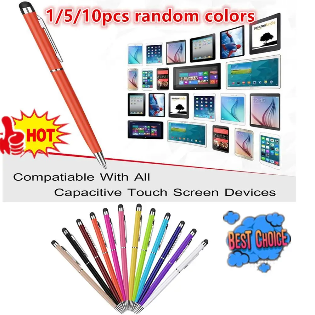 

1/5/10pcs 2 in 1 Universal Stylus Pen for Iphone Phone Tablet Drawing Capacitive Screen Touch Pen