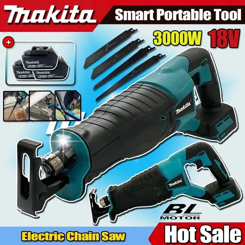 

Makita Brushless Reciprocating Saw Reciprocating Saw Portable Cordless Power Tools With 4pcs Saw Blades For 20V 18V Battery