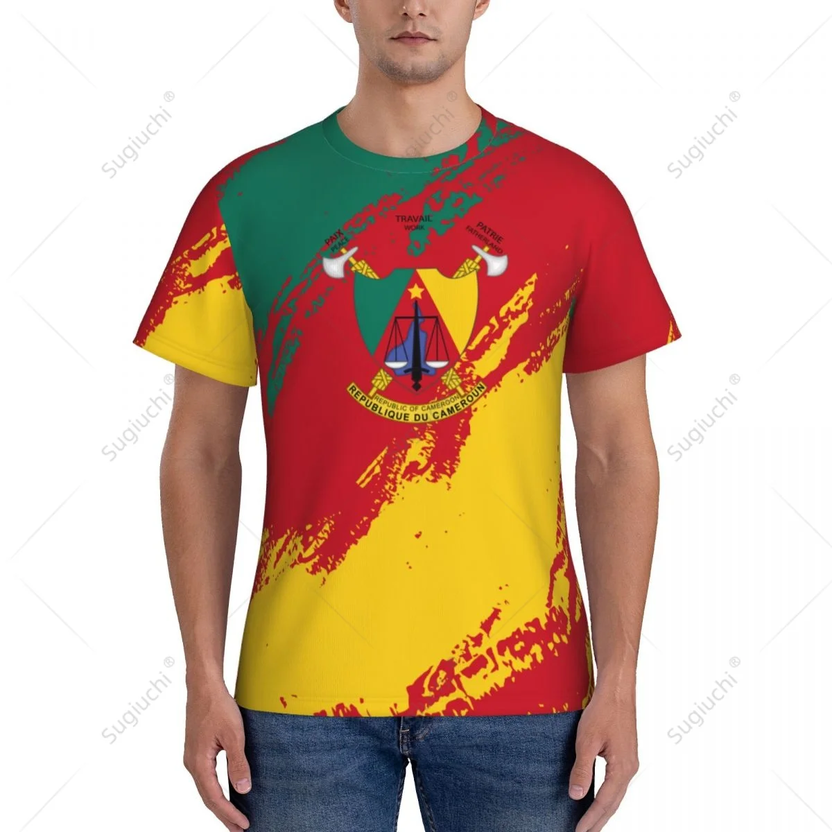 Custom Name Nunber Cameroon Flag Color Men Tight Sports T-shirt Women Tees jersey For Soccer Football Fans